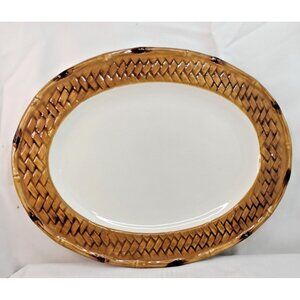 "Embossed Bamboo/Wicker Waikiki Oval Platter 17"X13"1/4. New
